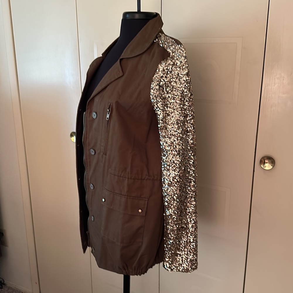 Olive Green & Golden Sequin Jacket